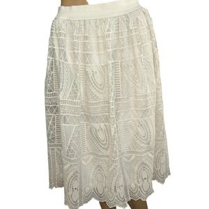 Miss Pinky Womens Lace Midi Skirt Size M Ethereal Whimsical Coastal Cottagecore